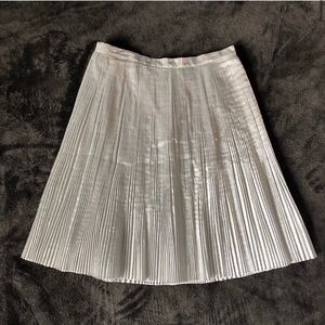 TALBOTS Silver Micro Pleated Metallic Skirt NWT